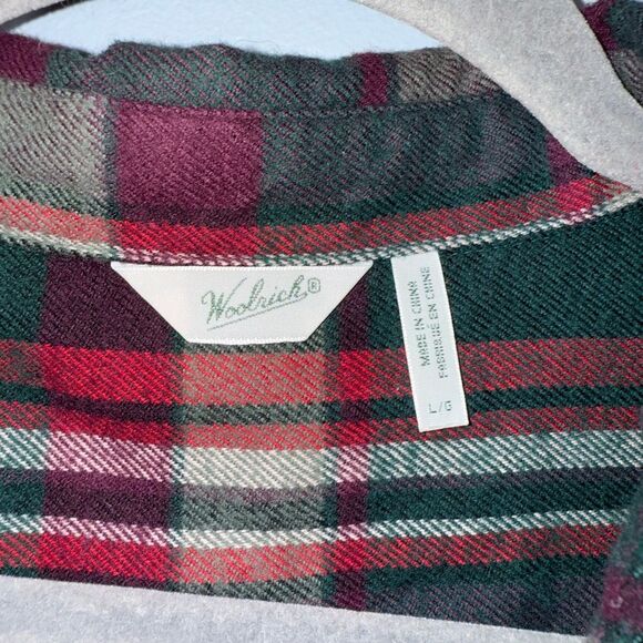 Woolrich Women’s Cotton Plaid Button Down Long sleeve Shirt Size L EUC Holiday - Picture 5 of 8